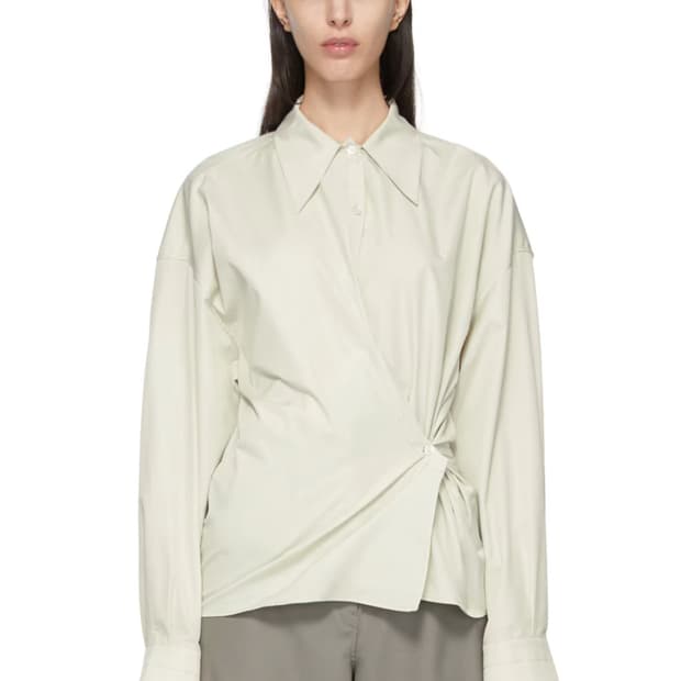 르메르 Lemaire 트위스트 셔츠 S 그린 새상품