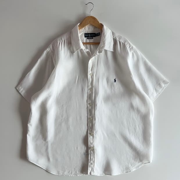 폴로 랄프로렌 화이트 린넨 반팔 셔츠 2XL