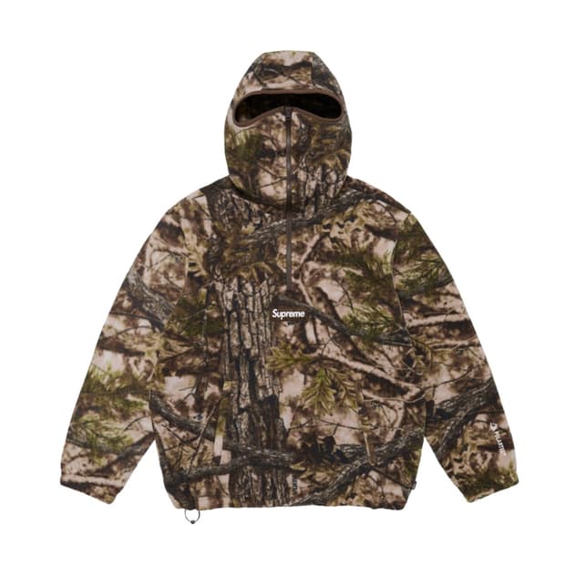 [L] 슈프림 폴라텍 페이스 마스크 하프집 후드 트루팀버 코다 카모