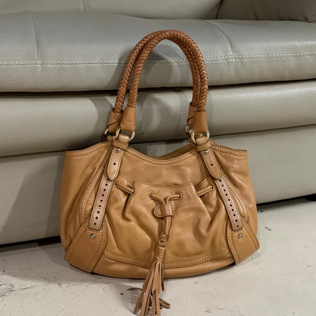 00s real leather tassel shoulder bag