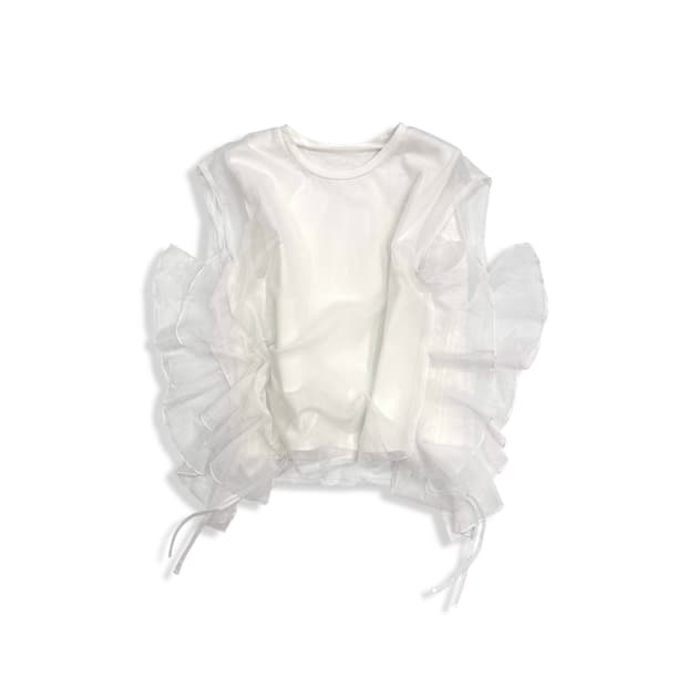 Side Frill Veil Sleeveless Top