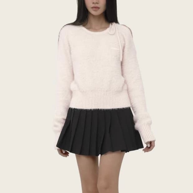 클리시어 러브포엠 넥스트링니트 핑크