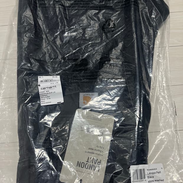 칼하트 wip 랜든팬츠 워시드 블랙 사이즈 32