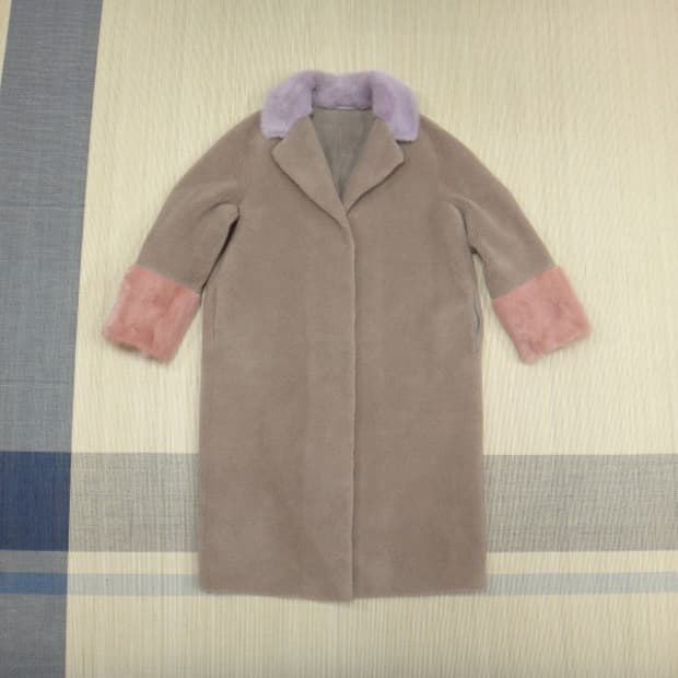 (L/77) 라삐아프 밍크배색 부클 울 코트