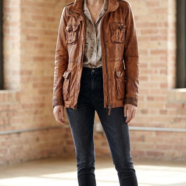 빈티지 리얼 양가죽 자켓 | 브라운 | 하프기장 55