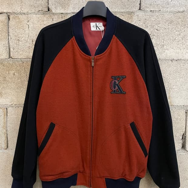 90s 캘빈 클라인 울 블루종 자켓 