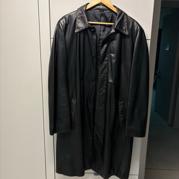 빈티지 블랙 레더 맥 싱글 가죽 코트 100사이즈