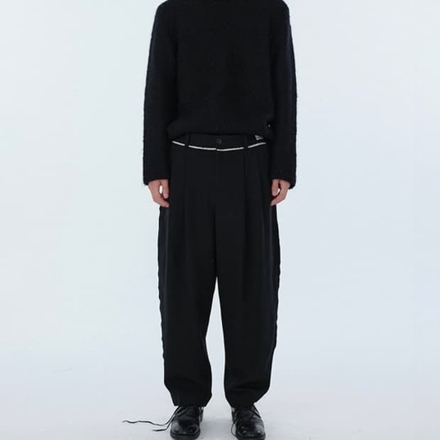 [M] 래코드 로우 엣지드 투턱 울 팬츠