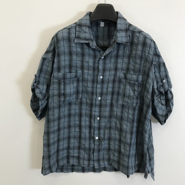 파르티멘토 링클 체크 롤업 반팔셔츠 그린 [L]