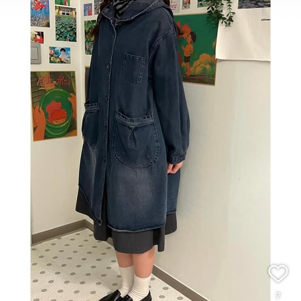 빈티지 청 후드 아우터