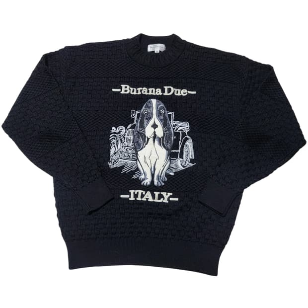 (m) 90s vtg Burana Due 바셋하운드 인타르시아 빈티지니트