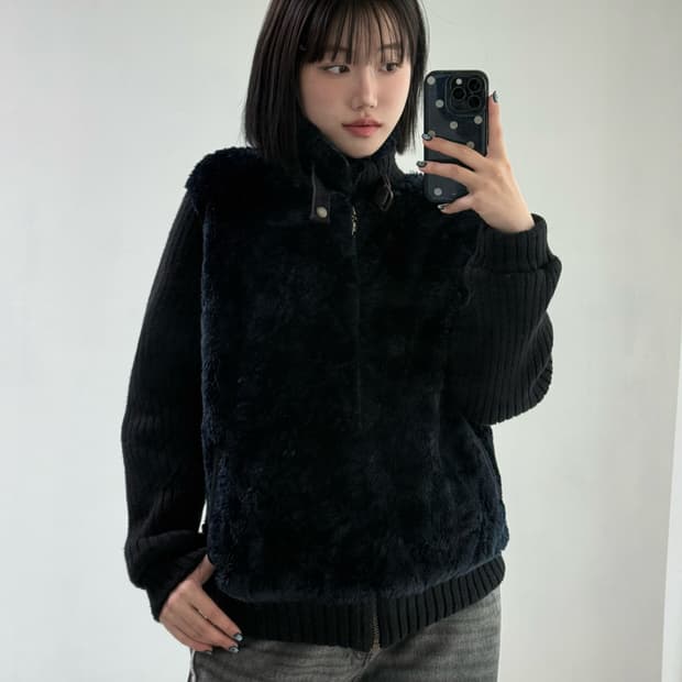 디스퀘어드2 니트 퍼 자켓