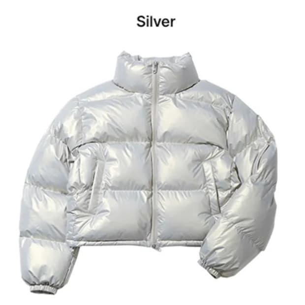 비터셀즈 크롭 푸퍼 자켓 실버