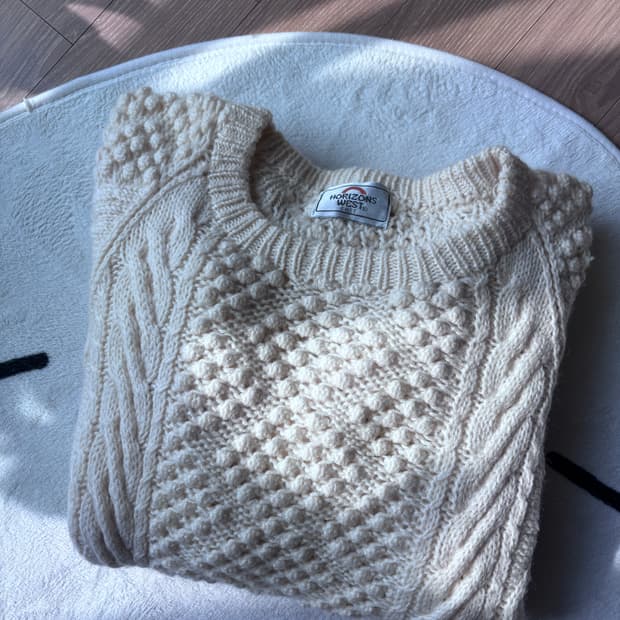 빈티지 니트 아란니트 피셔맨니트 흰순이