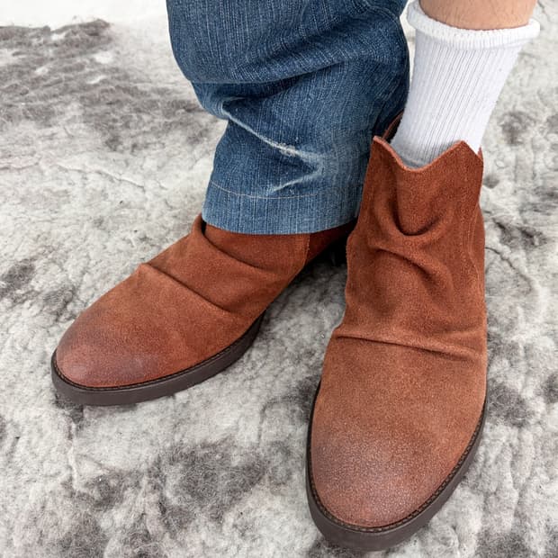 no id 드레이프 레더 슈즈