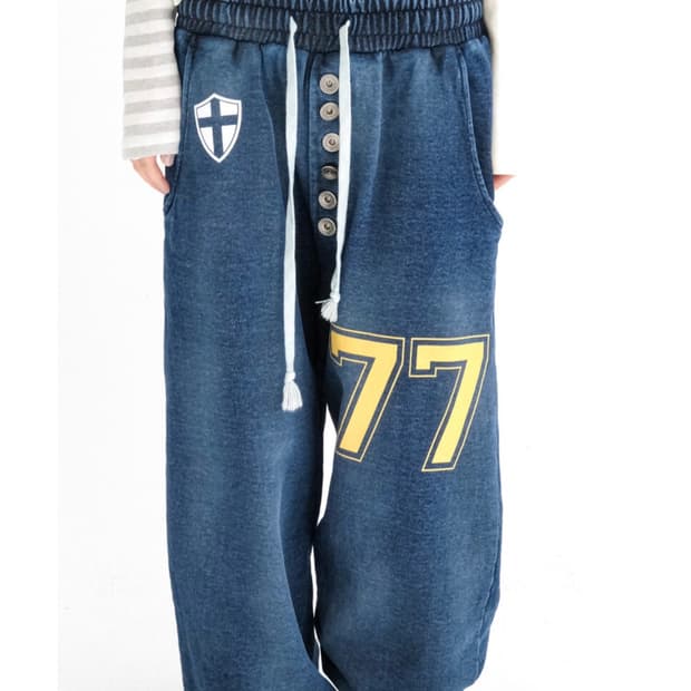 샵페어리 button jersey sweatpants denim 바지