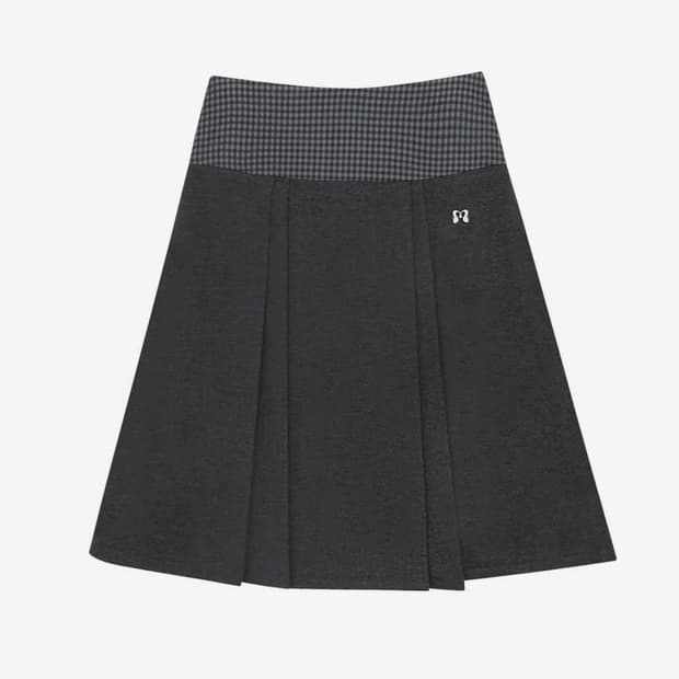 미레코 MINI CHECK SWEAT SK CHARCOAL