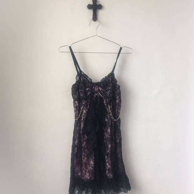 Lace ribbon sleeveless onepiece