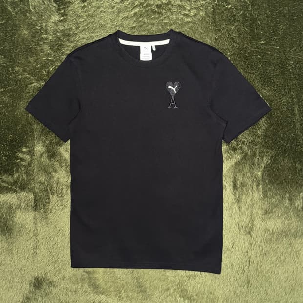 [S] 푸마 X 아미 콜라보 엠브로이더리 로고 티셔츠 블랙