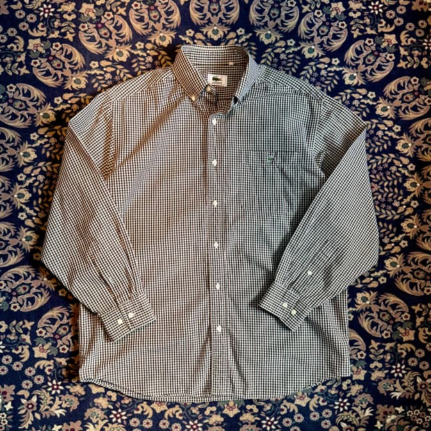 일본판 라코스테 브라운 깅엄체크셔츠