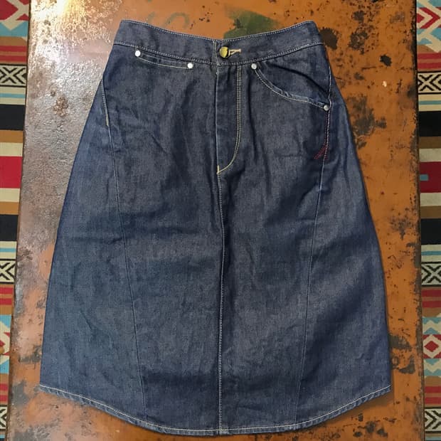 리바이스 엔지니어드 진 진청 데님 미디 스커트 허리 24 25 사이즈