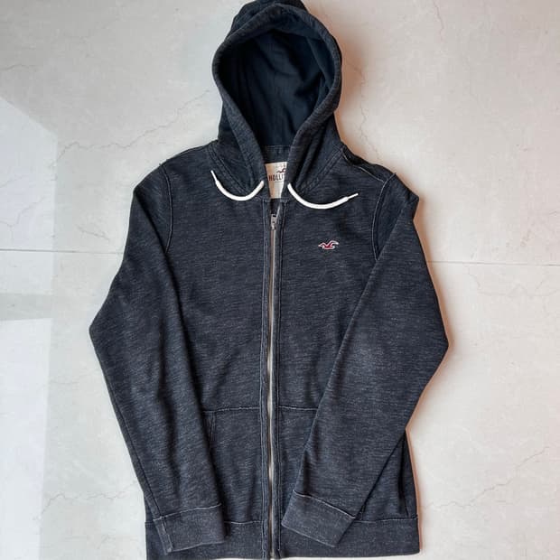 홀리스터 그레이 기모 후드 집업 M