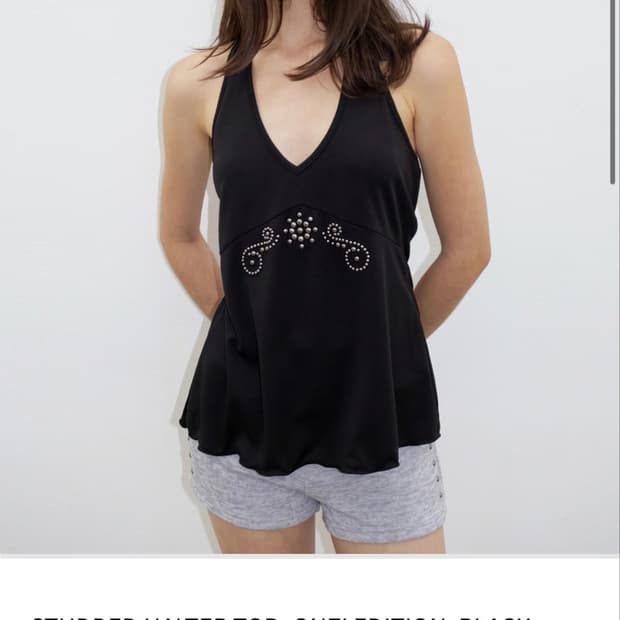 STUDDED HALTER TOP_ONZI EDITION, BLACK