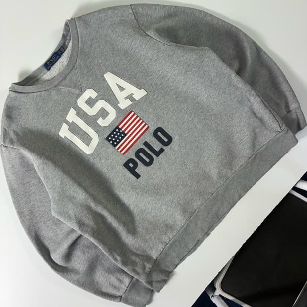 Polo  폴로 랄프로렌 90,s usa 성조기 스펠아웃 맨투맨 