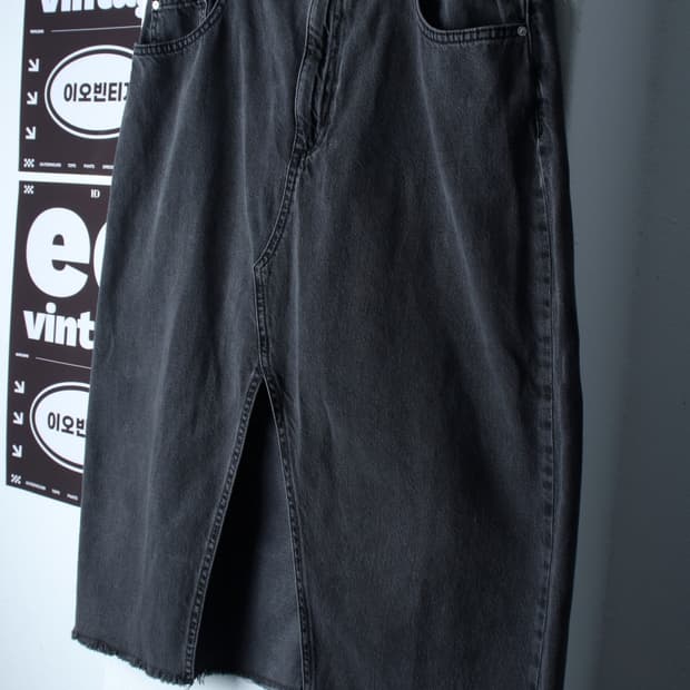 W(L-XL) 망고 스커트 치마 A라인 데님 청 미디-P10015