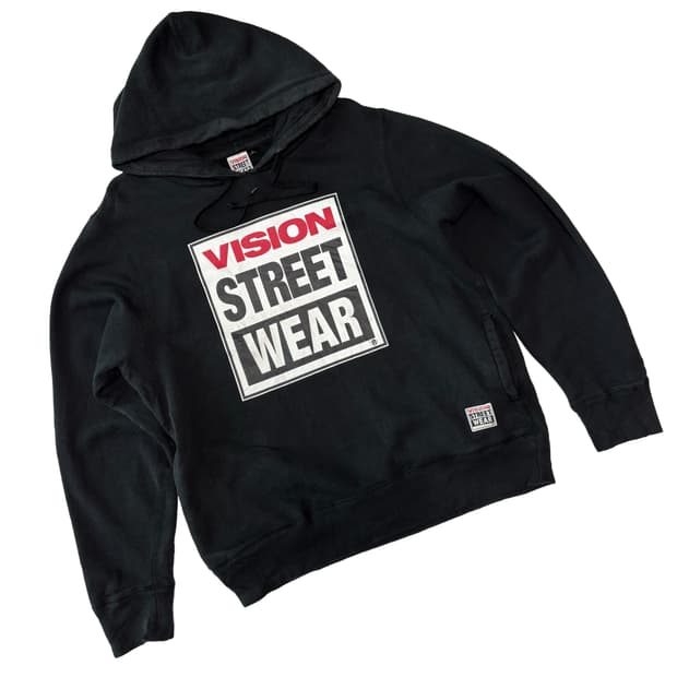 비전스트릿웨어 빅 로고 블랙 후드 티셔츠