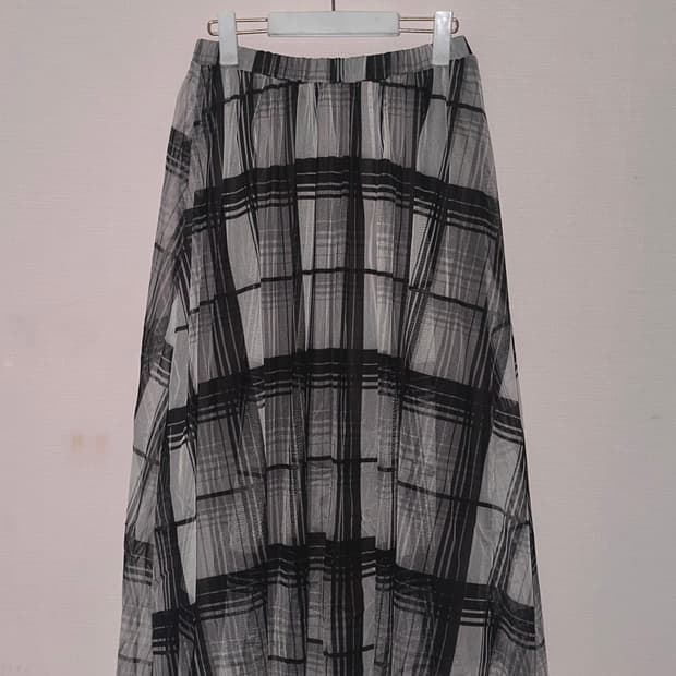 빈티지 체크 샤 스커트