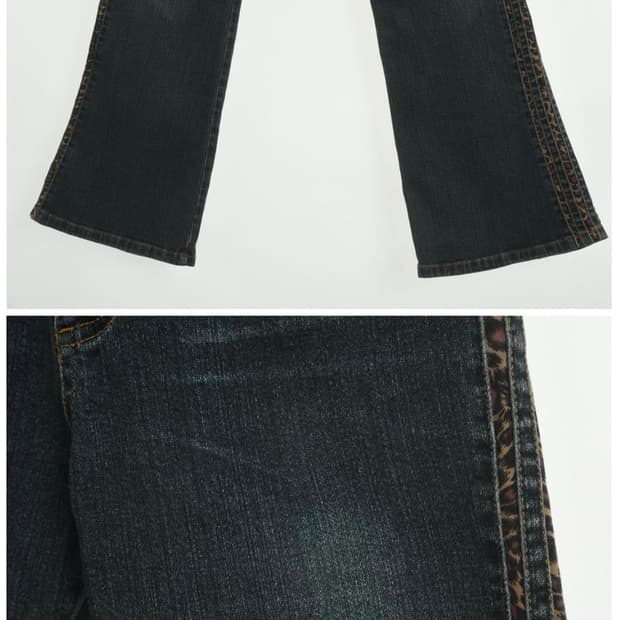 레오파드 부츠컷 데님