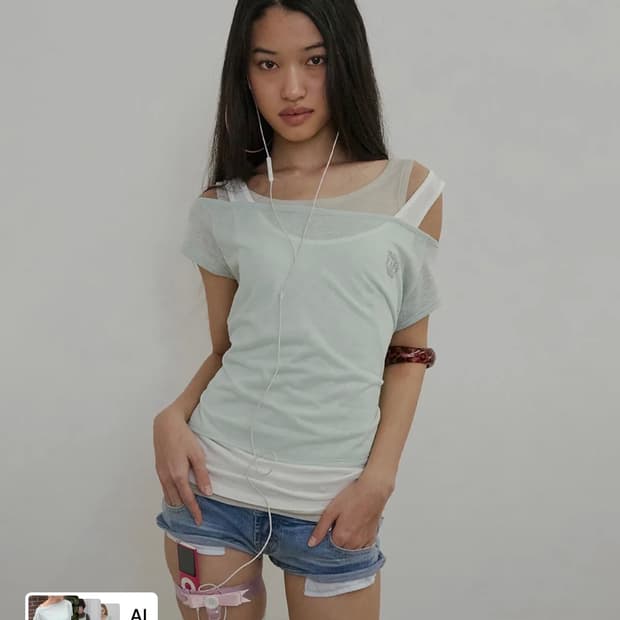 스컬프터 Lazy Sleeveless Layered Tee Mint