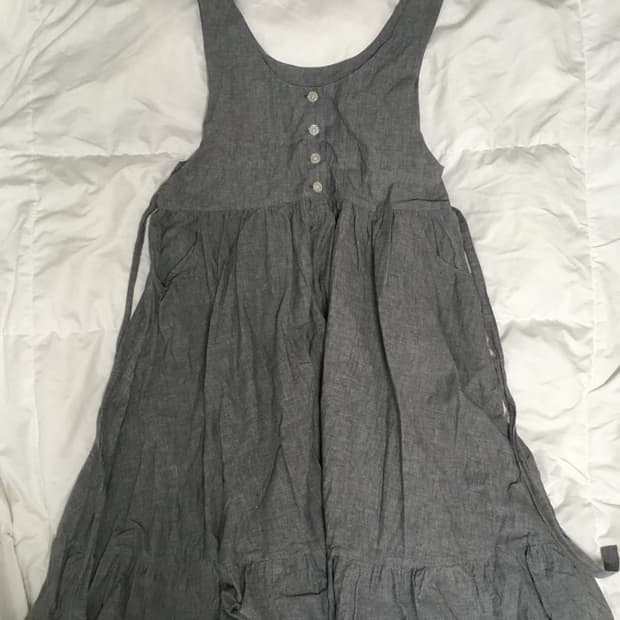 일본빈티지 모리걸 그레이 민소매 슬리브리스 원피스