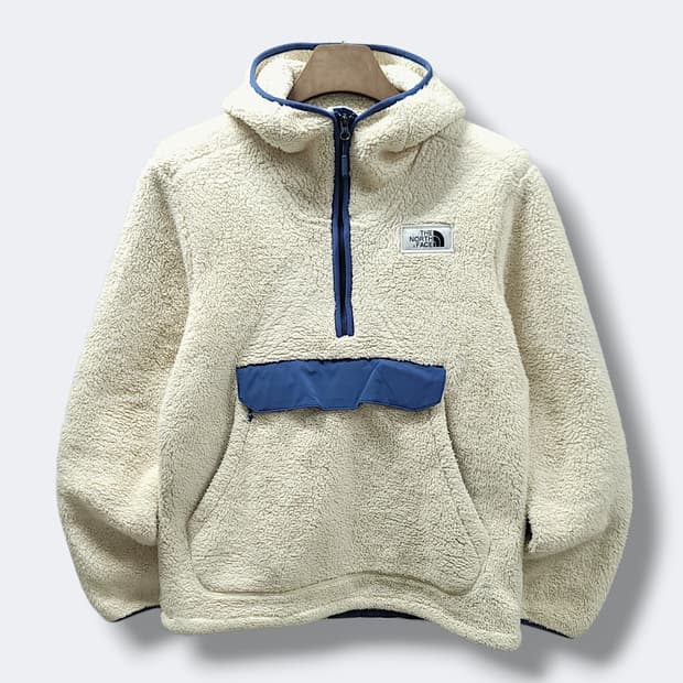 [S] 노스페이스 크림 캠프셔 후드 아노락 플리스