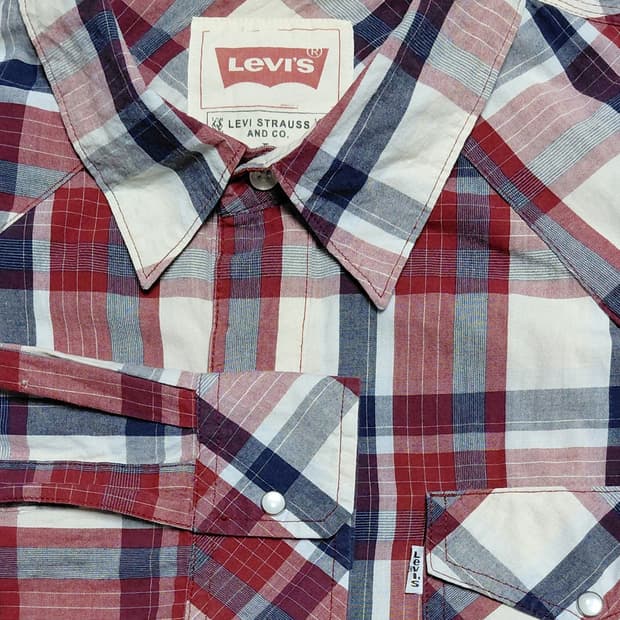 [L/화이트탭] 리바이스(Levi's) 자개 스냅 체크 웨스턴 셔츠