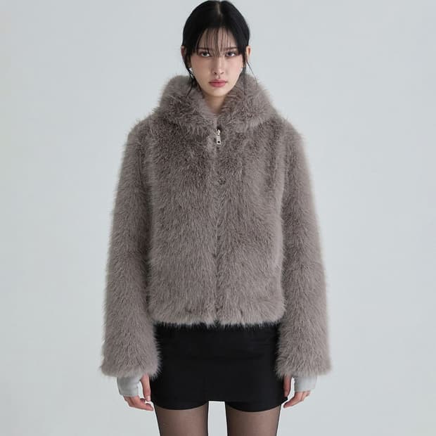 낫유어로즈 퍼 후드 점퍼 챠콜