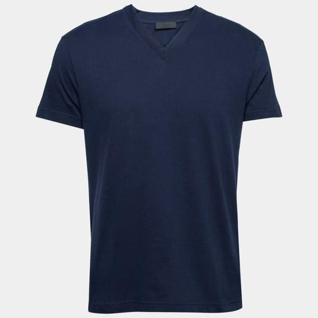 Prada Navy Blue Cotton Short Sleeve