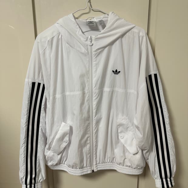 (새상품) 아디다스 바람막이 자켓 화이트 L사이즈