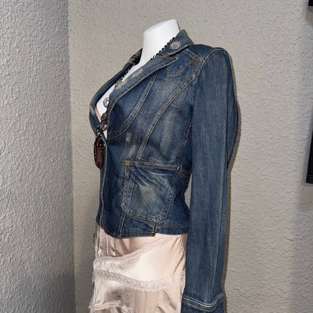 걸스 디테일 데님블레이저 