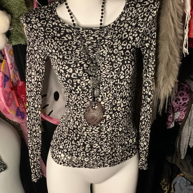 y2k 레오파드 셔링 긴팔