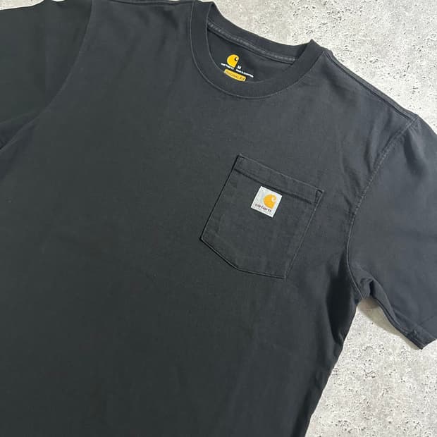 Carhartt 블랙 K87 포켓 반팔 티셔츠/098