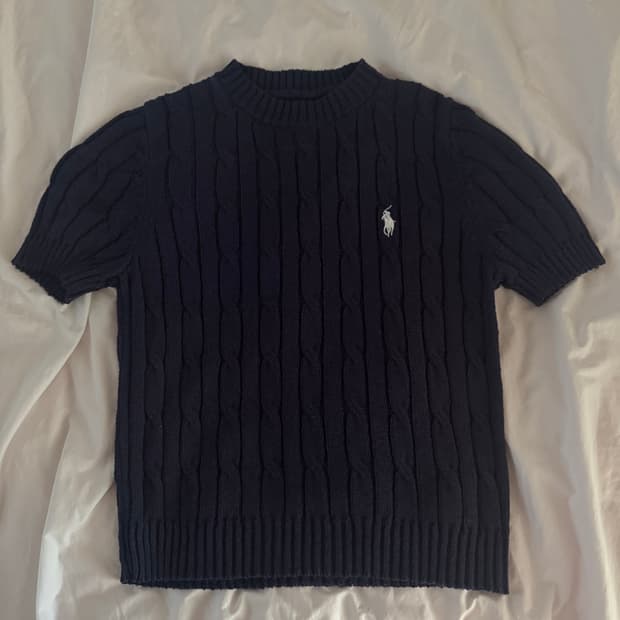 폴로 반팔 니트 남색