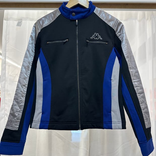 00s 카파 올드스쿨 스카치 디테일 트랙탑 바이커 자켓