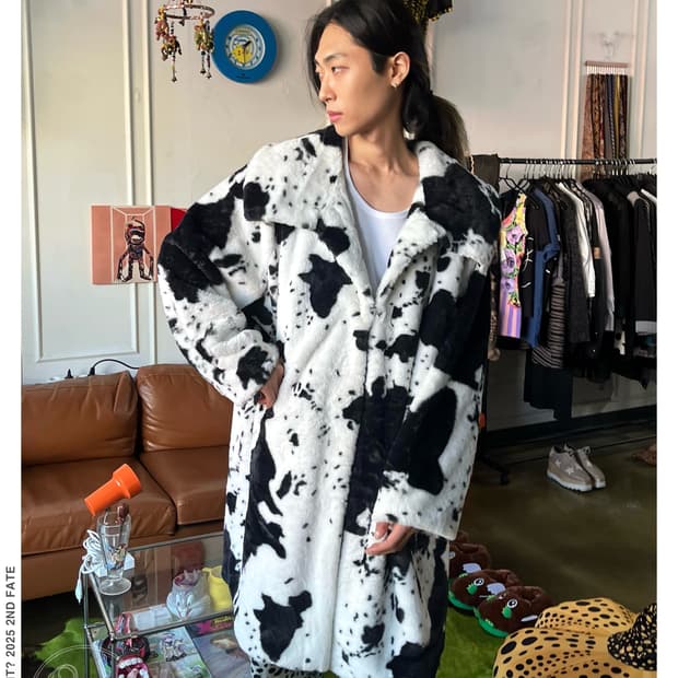 Jpn Vintage Dalmatian Faux Fur Long Coat