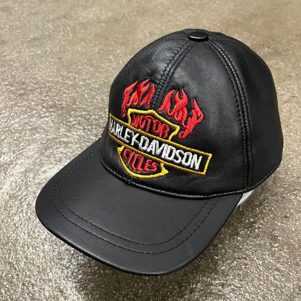빈티지 할리데이비슨 로고 레더 볼캡