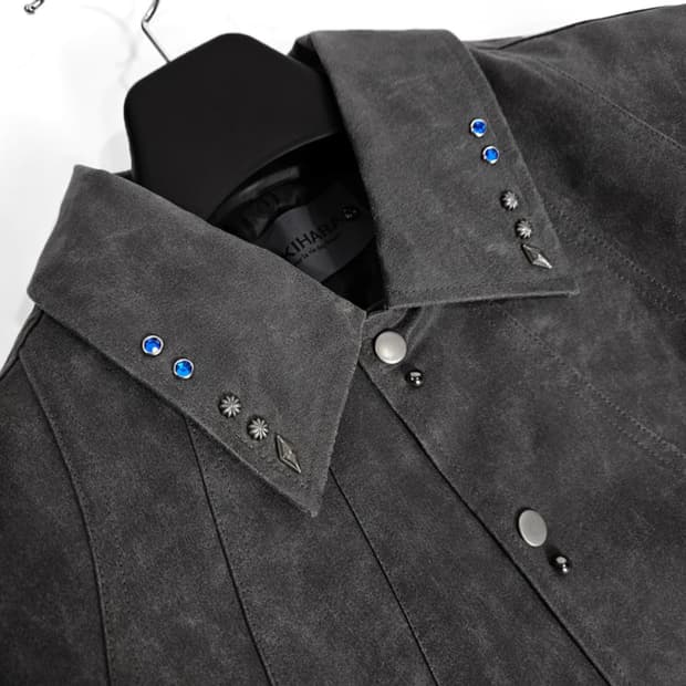 Kayan 블루젬 워시드레더 자켓(gray)