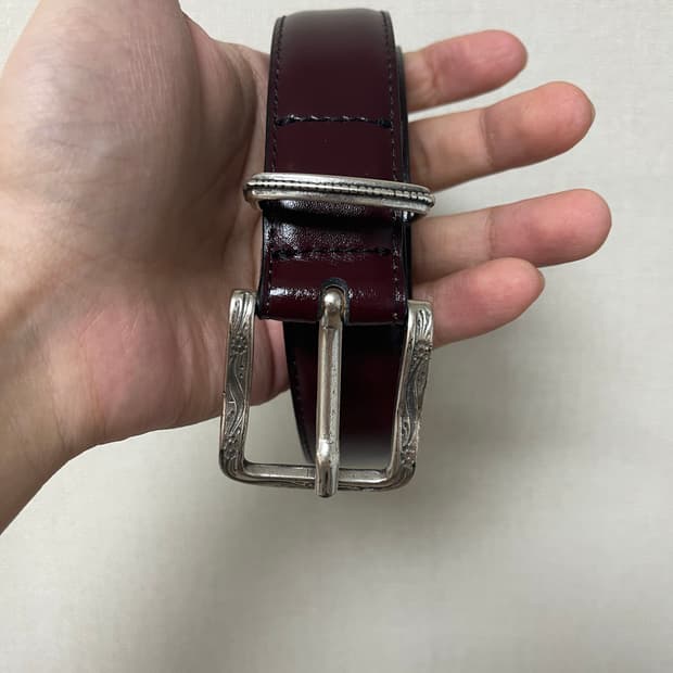 [새제품] 자라 빈티지 웨스턴 버건디 벨트 85 s