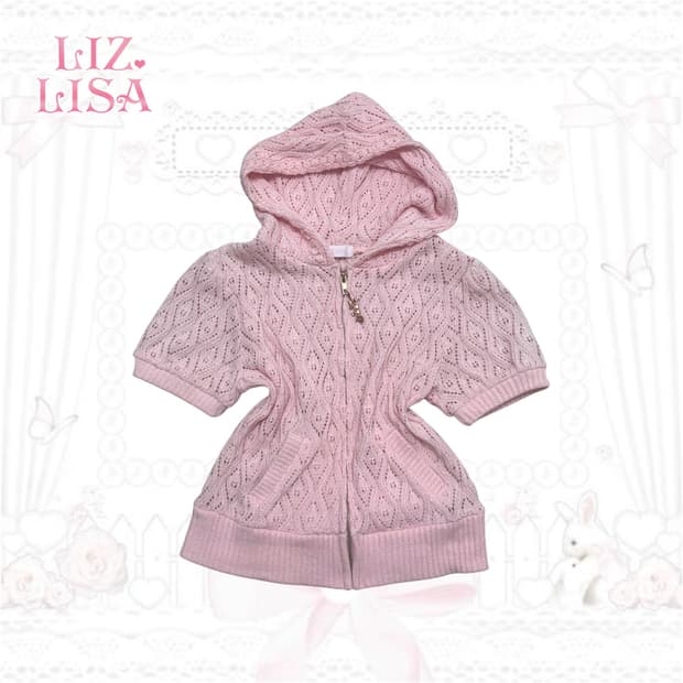 리즈리사 리본하트참 핑크 반팔 집업 히메갸루 라떼갸루 일본빈티지