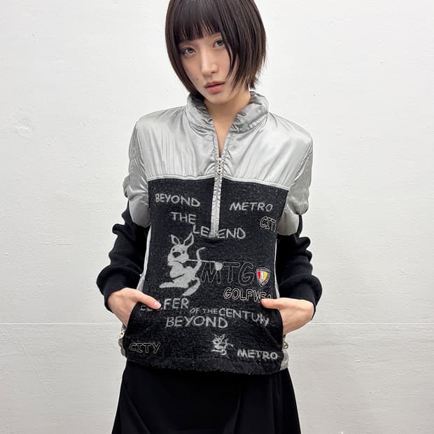 메트로시티 메탈릭 하이브리드 니트 풀오버